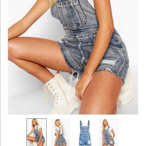 Boohoo // NWT Denim Distressed Overall